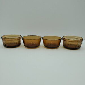 Anchor Hocking Fire King Amber Custard Cups Ramekins Dip Sauce Prep Bowls